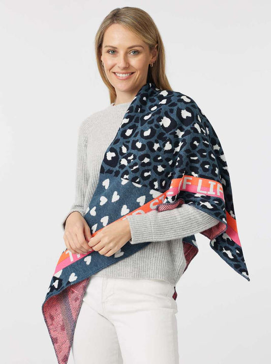 💕 Zwillingsherz Dreieckstuch "Wild Side of Life" Baumwolle Blau