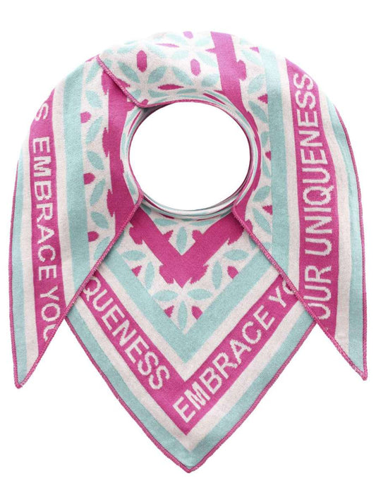 💕 Zwillingsherz Dreieckstuch "Embrace unique" Baumwolle Türkis Pink