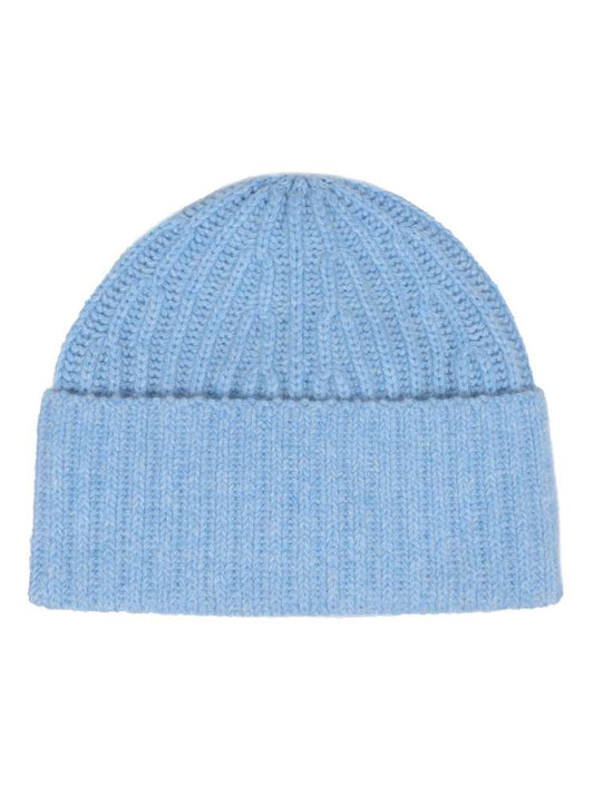 💕 Zwillingsherz Mütze Ribbon Beanie Herren "Luxus" 100 % Kaschmir Gerippt Hellblau