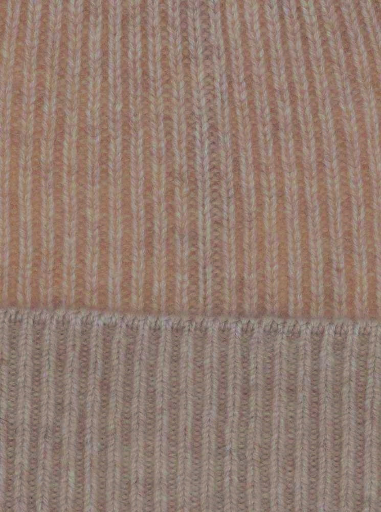 💕 Zwillingsherz Mütze "Ribbon Pattern" 100 % Kaschmir Dunkelbeige