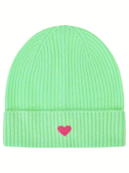 💕 Zwillingsherz Mütze "Ribbon Patch Herz" 100 % Kaschmir Umschlag Mint