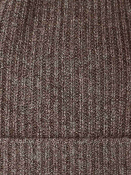 💕 Zwillingsherz Mütze "Ribbon Pattern" 100 % Kaschmir Umschlag Braun