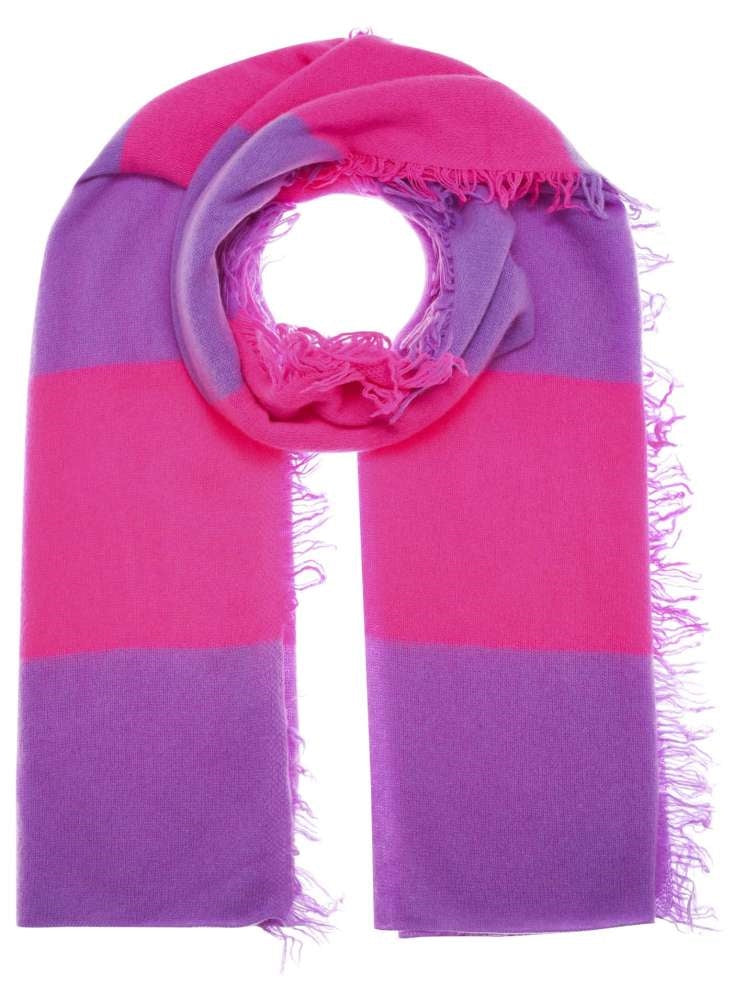 đź’• Zwillingsherz XXL Schal "Fransenschal Streifen" 100 % Cashmere Stola Kaschmir Pink Lila