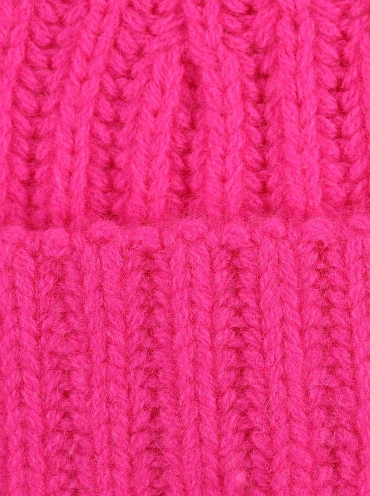 💕 Zwillingsherz Mütze Ribbon Beanie Herren 100% Cashmere "Luxus" Neonpink
