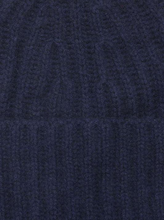 💕 Zwillingsherz Mütze Ribbon Beanie Herren "Luxus" 100 % Kaschmir Gerippt Navy