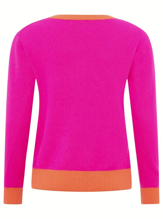 💕 Zwillingsherz Pullover Pulli "V-Neck" 100 % Kaschmir Cashmere Neonpink