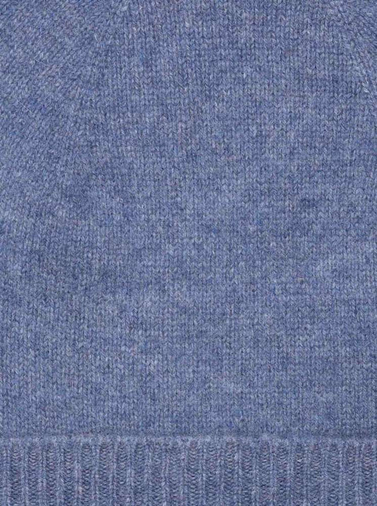 💕 Zwillingsherz Mütze "Ribbon Edge Beanie" 100 % Kaschmir Jeansblau