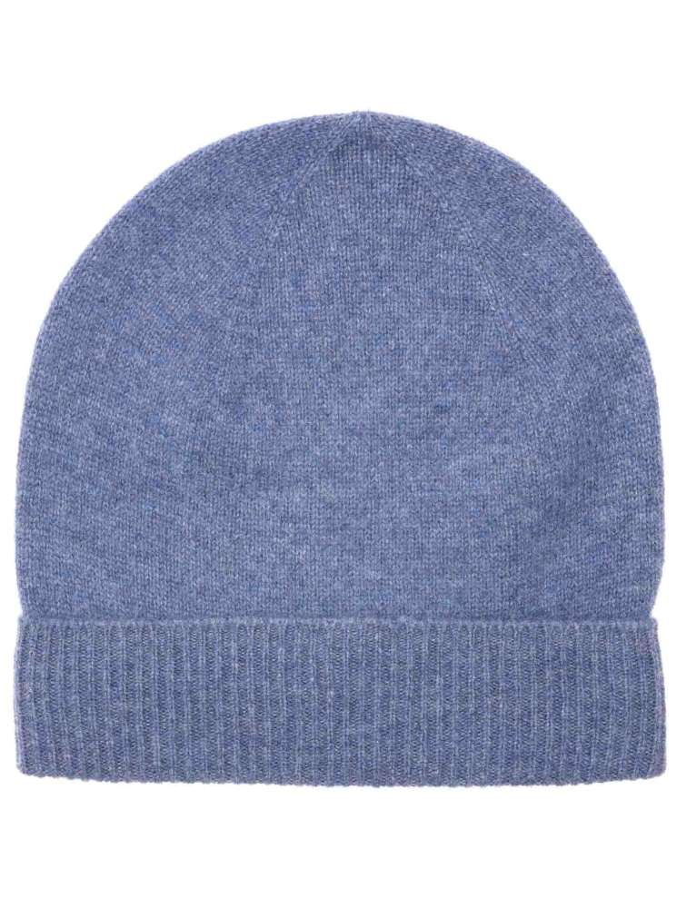 💕 Zwillingsherz Mütze "Ribbon Edge Beanie" 100 % Kaschmir Jeansblau
