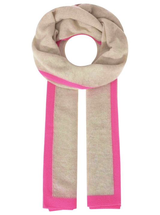 💕 Zwillingsherz XXL Schal "Neon Rand" Kaschmir Hellbeige