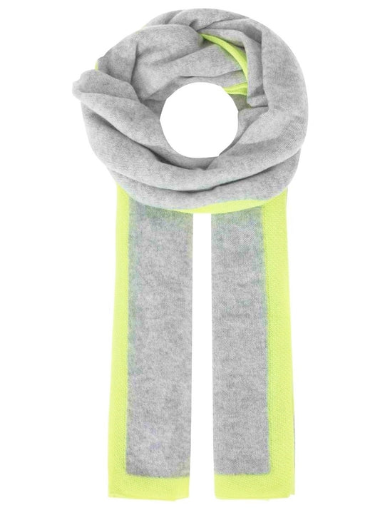 💕 Zwillingsherz XXL Schal "Neon Rand" Kaschmir Hellgrau