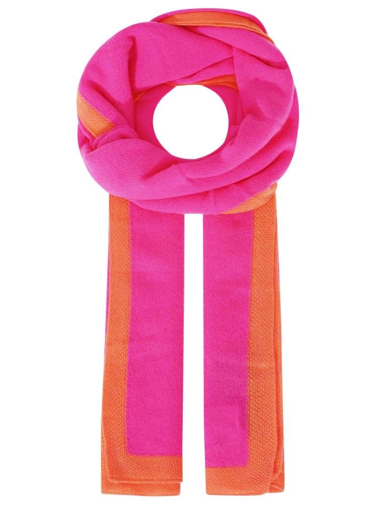 đź’• Zwillingsherz XXL Schal "Neon Rand" Kaschmir Neonpink