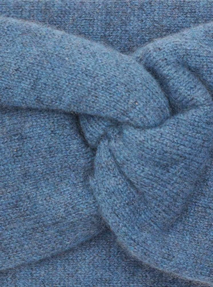 💕 Zwillingsherz Stirnband 100 % Cashmere "Knoten" Kaschmir Jeansblau