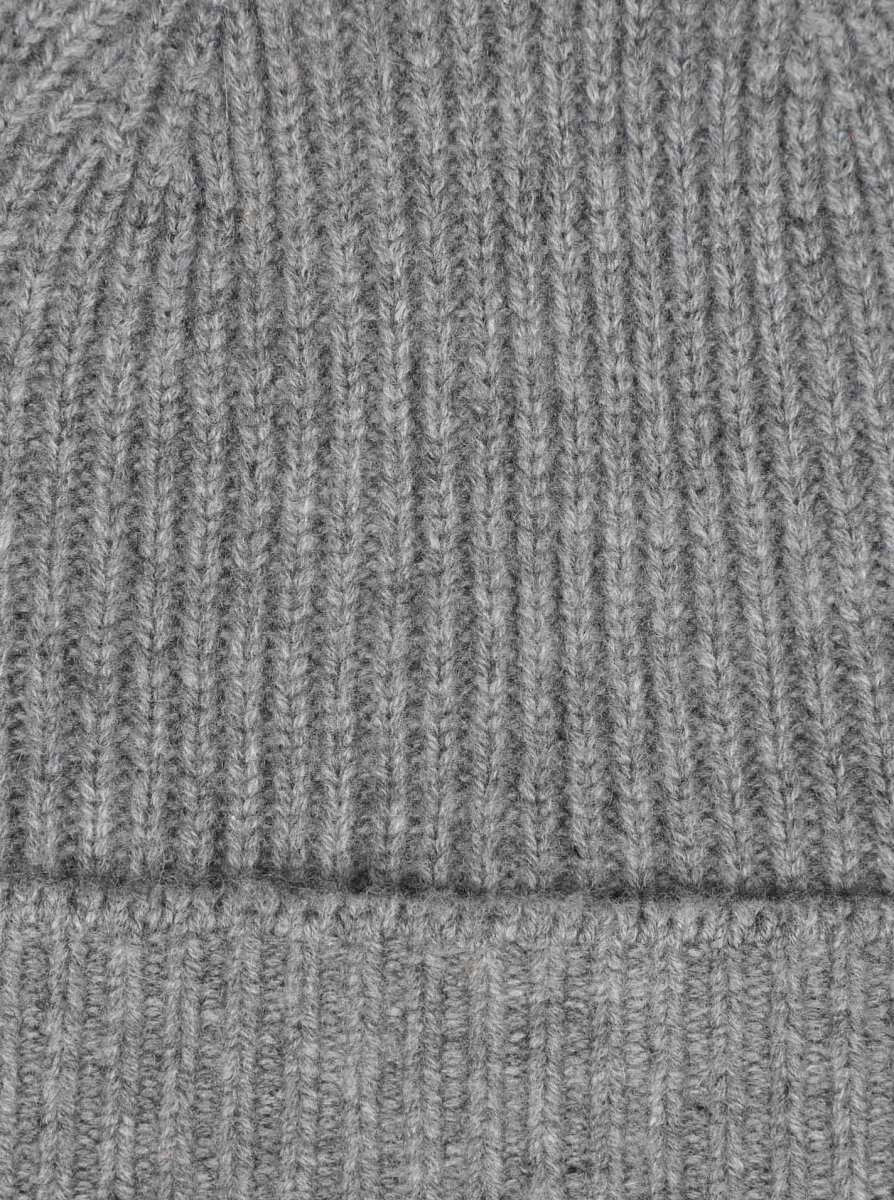 💕 Zwillingsherz Herren-Mütze "Ribbon Pattern" 100 % Kaschmir Mittelgrau