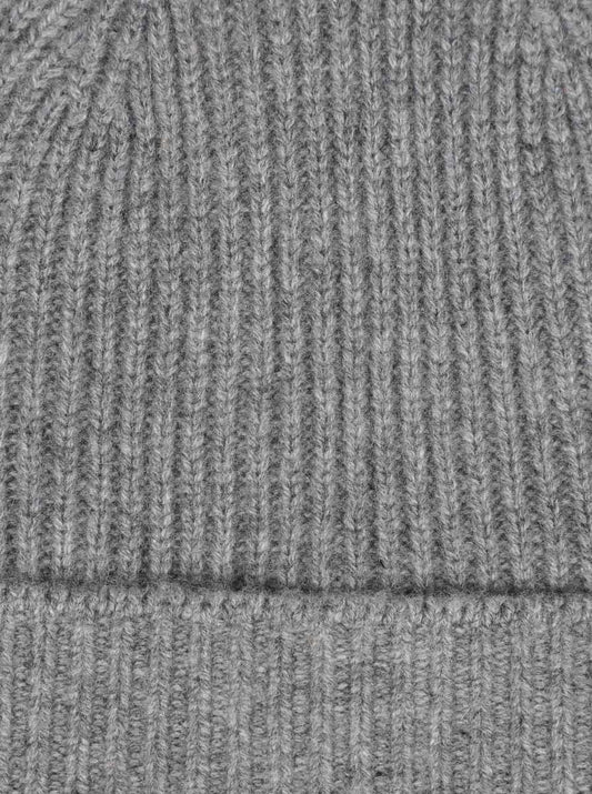 💕 Zwillingsherz Herren-Mütze "Ribbon Pattern" 100 % Kaschmir Mittelgrau