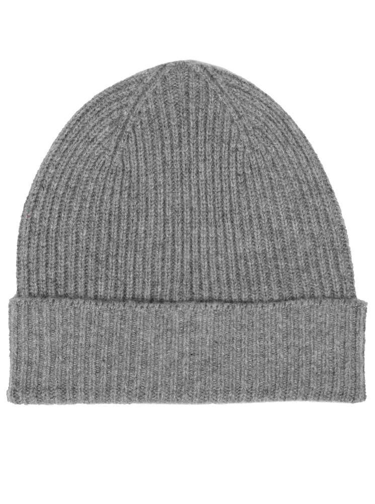 💕 Zwillingsherz Herren-Mütze "Ribbon Pattern" 100 % Kaschmir Mittelgrau