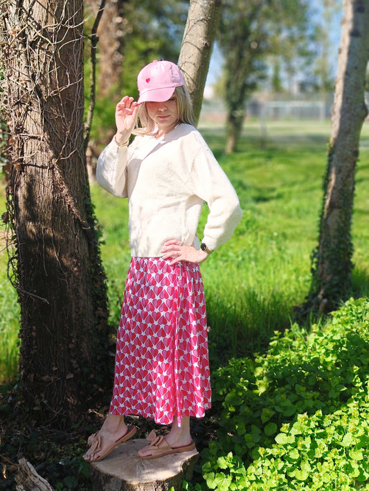 💕 Zwillingsherz Rock "Geteiltes Herz" 100 % Viskose Pink