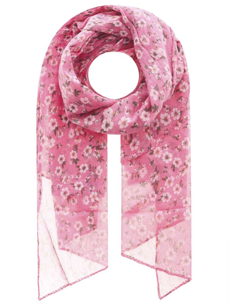 Schal Tuch "Große Sommerblume" Baumwolle Seide Pink