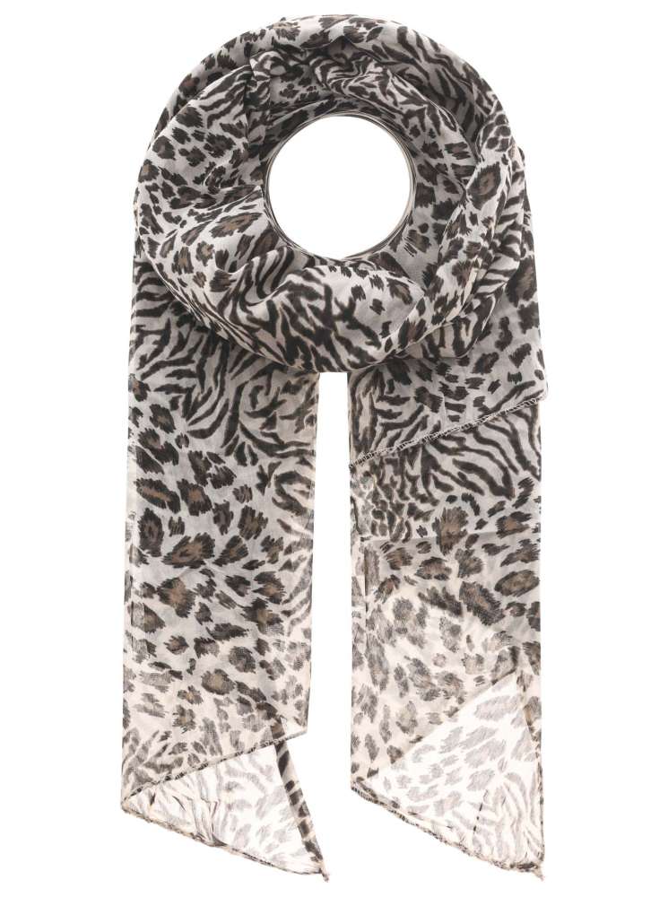 Schal Tuch "Zebra & Leo" Baumwolle Seide Beige