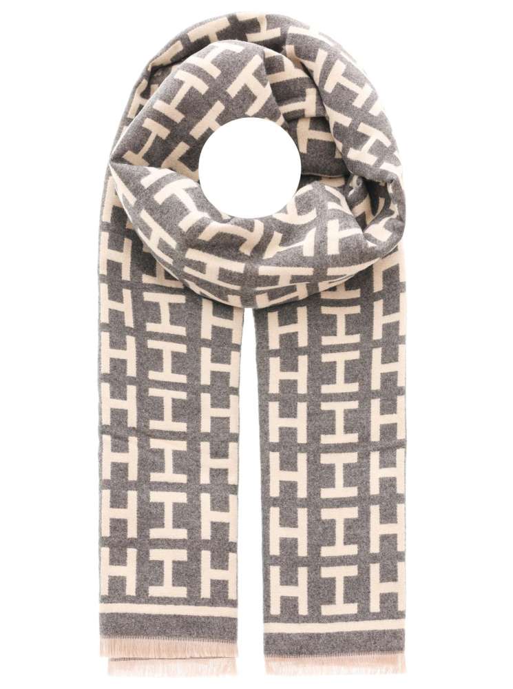 💕 Zwillingsherz Schal "H-Muster" Kuschelschal 100 % Viskose Grau