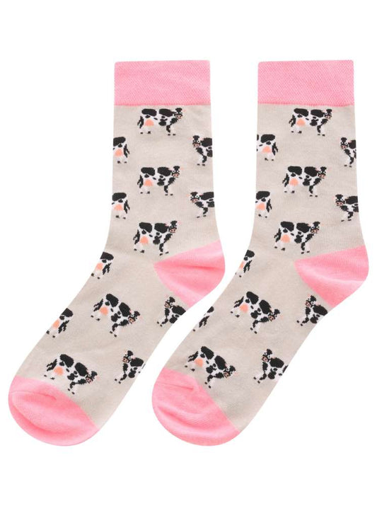 💕 Zwillingsherz Socken "Kühe" Hellgrau