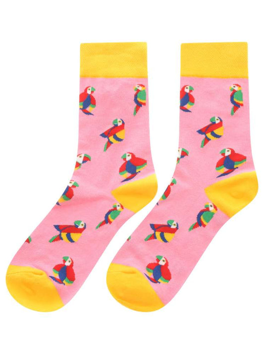 💕 Zwillingsherz Socken "Papageien" Pink