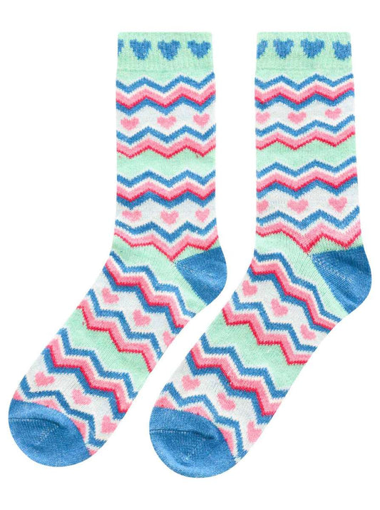 💕 Zwillingsherz Socken "Wellenmuster" Kuschelsocken Blau