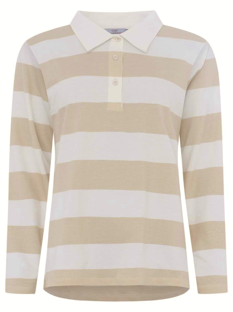 đź’• Zwillingsherz Rugby Hemd "Streifen" Langarmshirt 100 % Baumwolle Beige