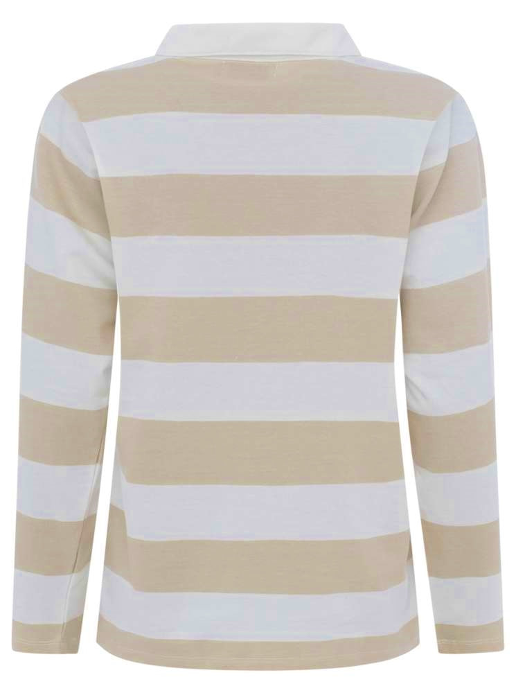 đź’• Zwillingsherz Rugby Hemd "Streifen" Langarmshirt 100 % Baumwolle Beige