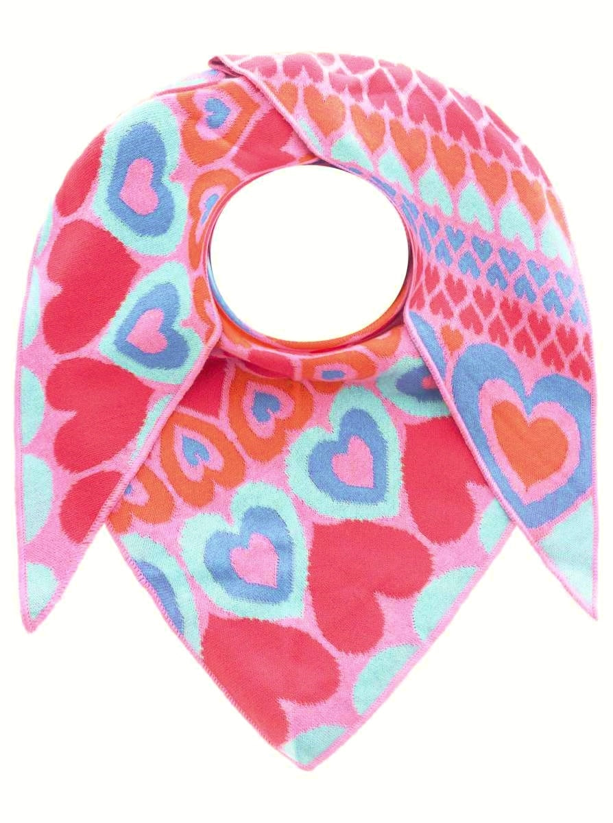 💕 Zwillingsherz Dreieckstuch "Herz in Herz" Baumwolle Pink