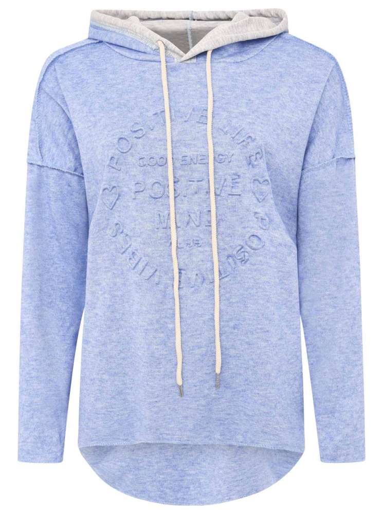 💕 Zwillingsherz Hoodie Double Face "Frühling" Stempeldruck Blau