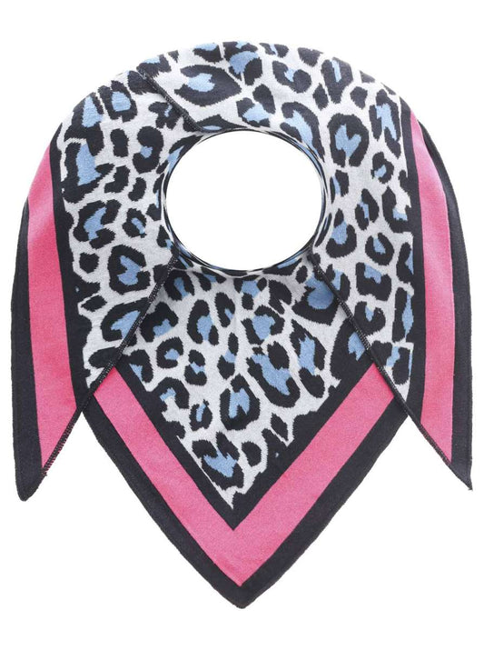 💕 Zwillingsherz Dreieckstuch "Leo Rand" Baumwolle Blau Pink