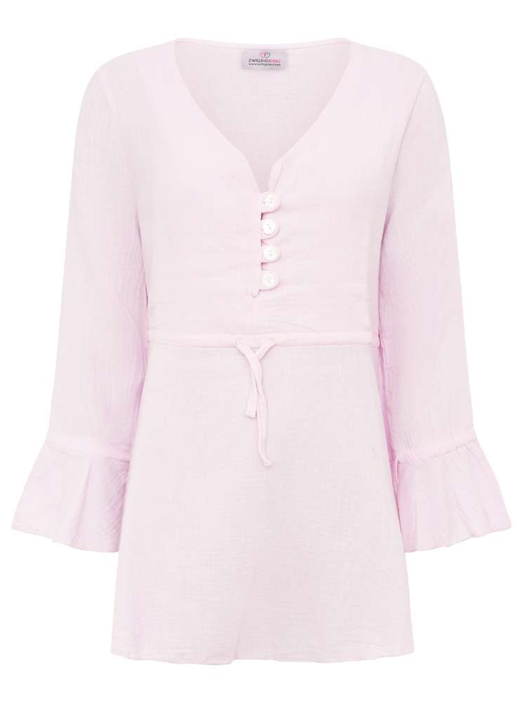 đź’• Zwillingsherz Bluse Musselin "BoHo" Tunika Rosa