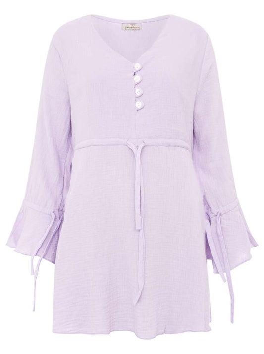 💕 Zwillingsherz Bluse Musselin "BoHo" Tunika Flieder