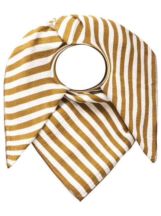 💕 Zwillingsherz Dreieckstuch "Streifen" Musselin Viereck Camel