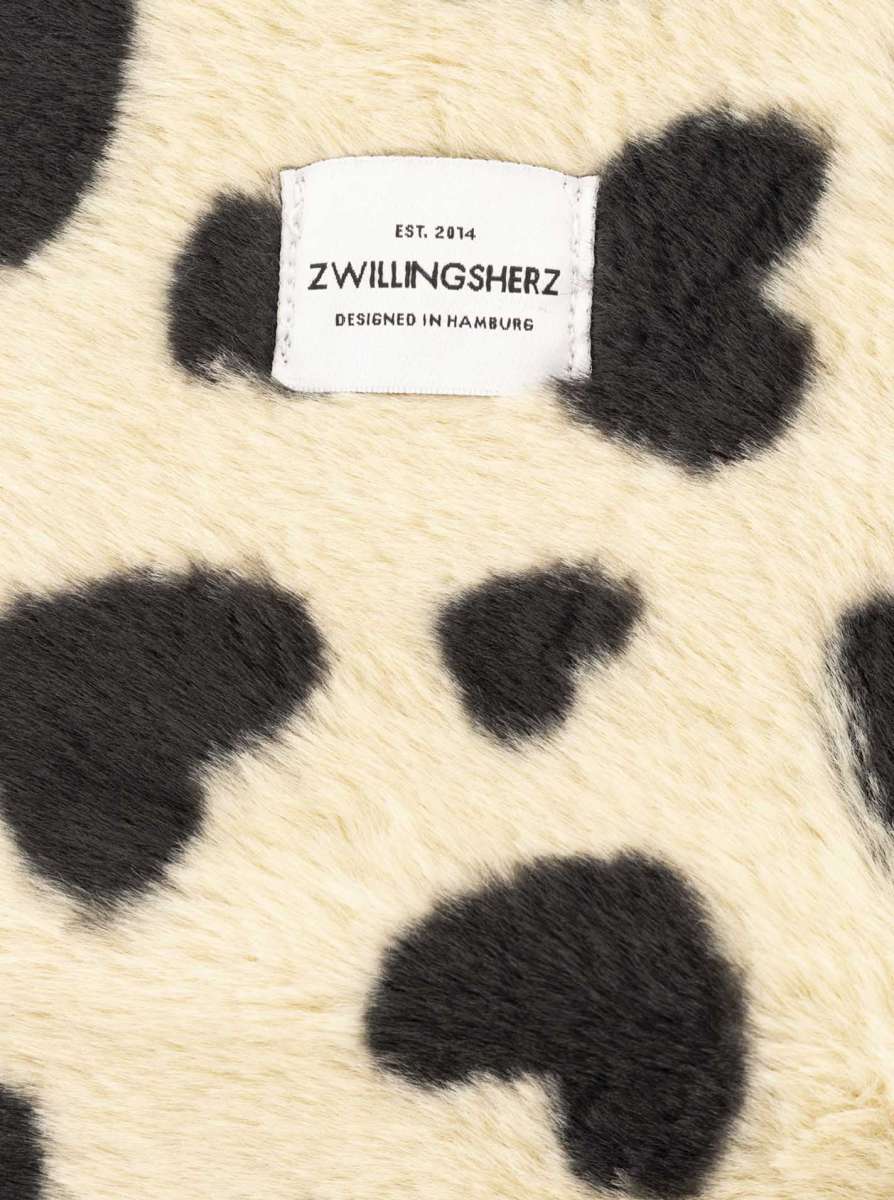 💕 Zwillingsherz Kosmetiktasche "Teddy Herzen" Beige Schwarz