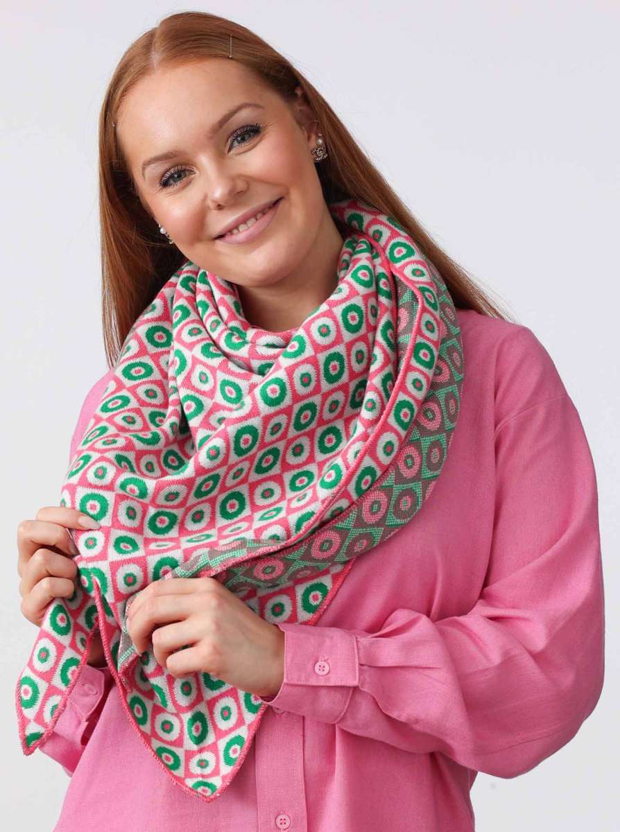 💕 Zwillingsherz Dreieckstuch "Alisia 2.0" Baumwolle Grün Pink