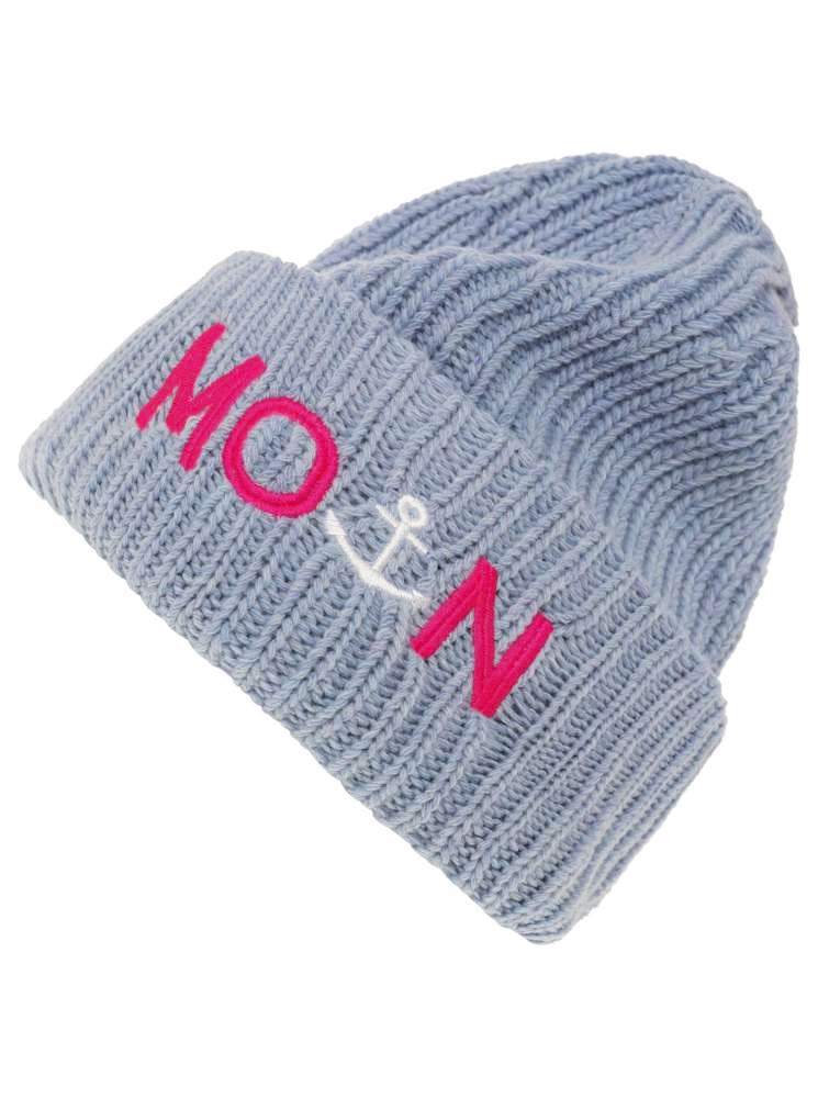 💕 Zwillingsherz Mütze "Moin" Blogger Beanie Wolle Hellbau