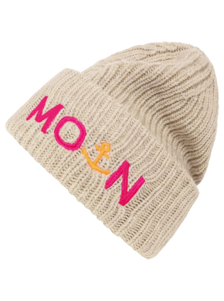💕 Zwillingsherz Mütze "Moin" Blogger Beanie Wolle Hellbeige