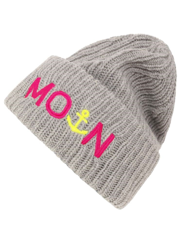 💕 Zwillingsherz Mütze "Moin" Blogger Beanie Wolle Hellgrau