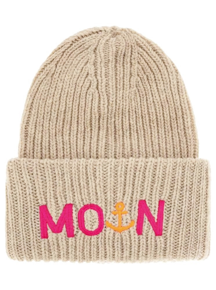 💕 Zwillingsherz Mütze "Moin" Blogger Beanie Wolle Hellbeige