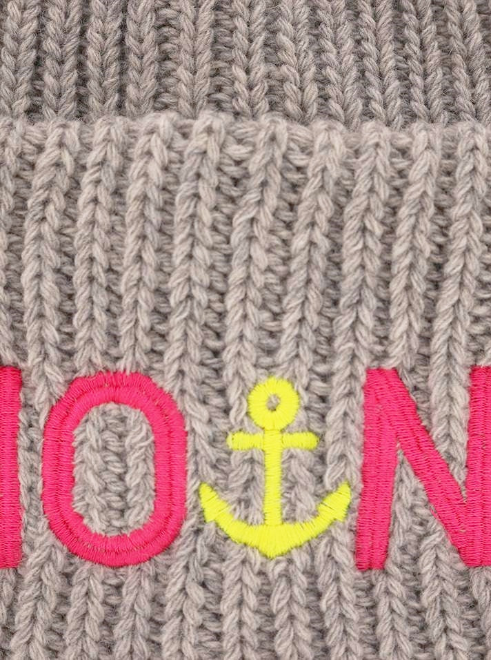 💕 Zwillingsherz Mütze "Moin" Blogger Beanie Wolle Hellgrau