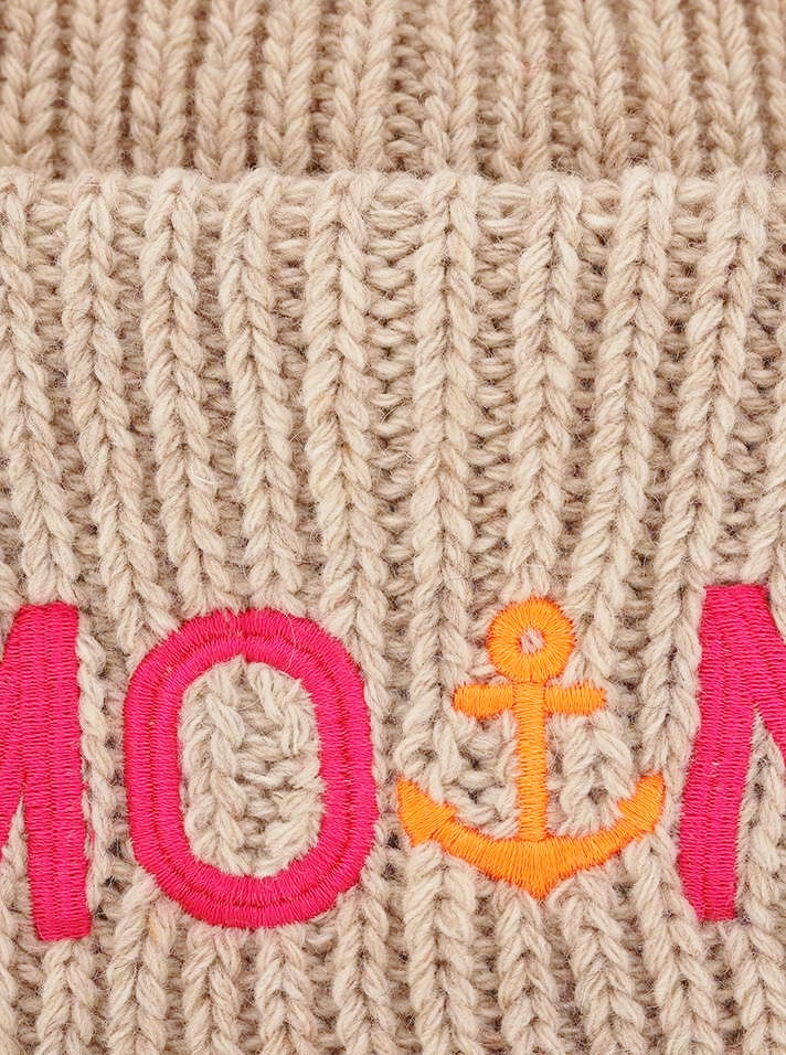 💕 Zwillingsherz Mütze "Moin" Blogger Beanie Wolle Hellbeige