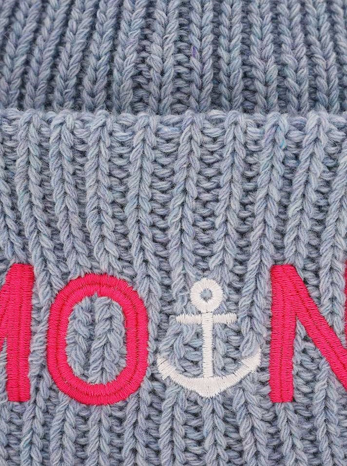 💕 Zwillingsherz Mütze "Moin" Blogger Beanie Wolle Hellbau