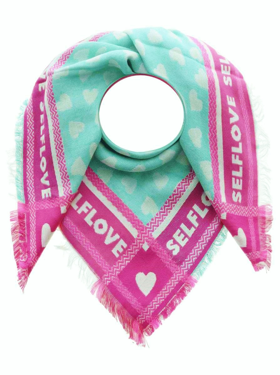 💕 Zwillingsherz Dreieckstuch Viereck "Selflove Herzen" Mint PInk