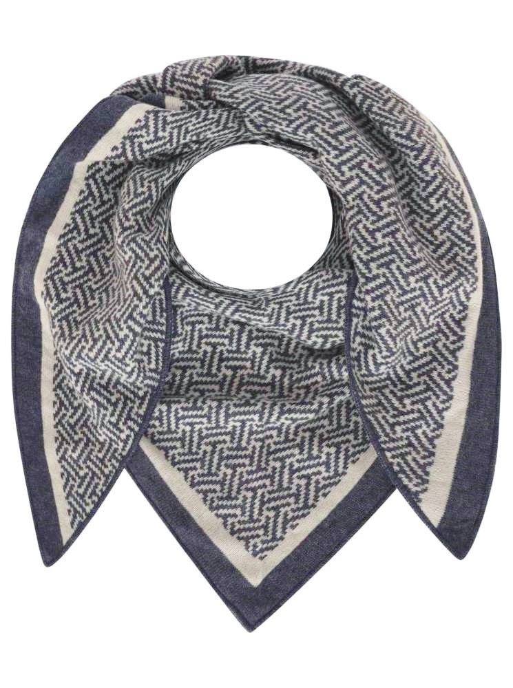 💕 Zwillingsherz Dreieckstuch "Winter Twist" Wolle Kaschmir Blau