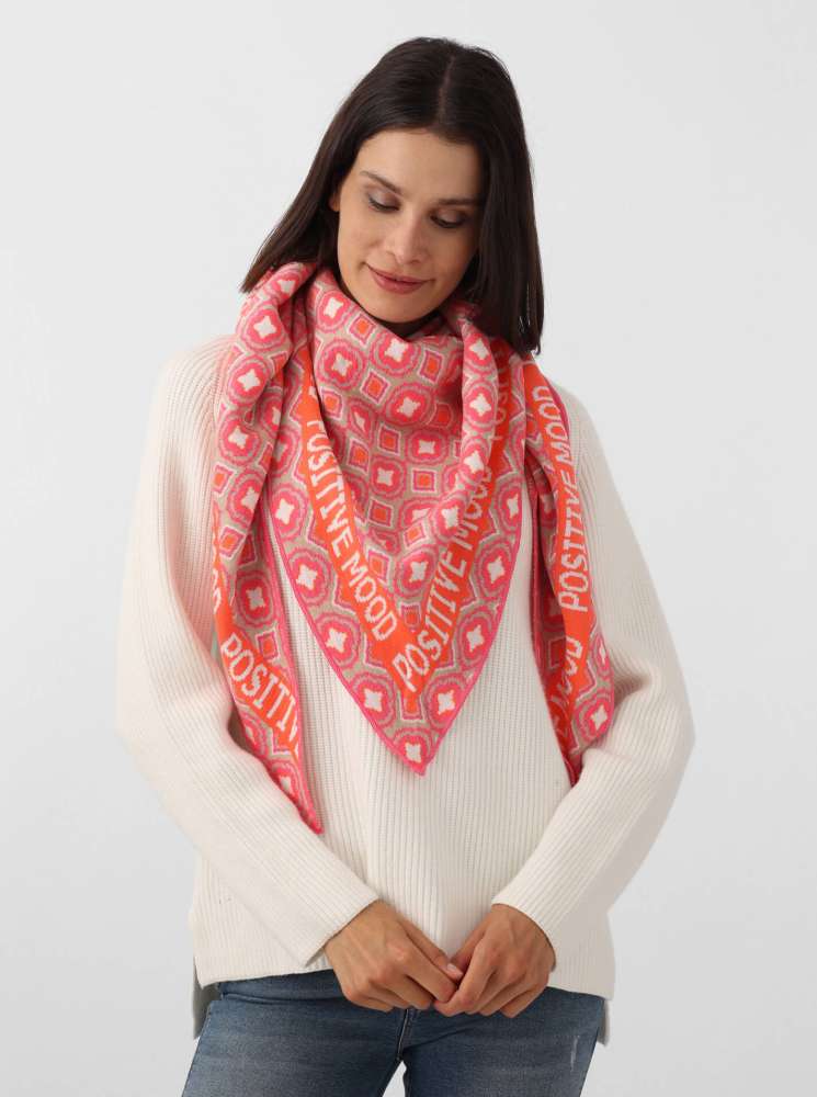💕 Zwillingsherz Dreieckstuch "Positiv Mood" Baumwolle Beige Pink Orange