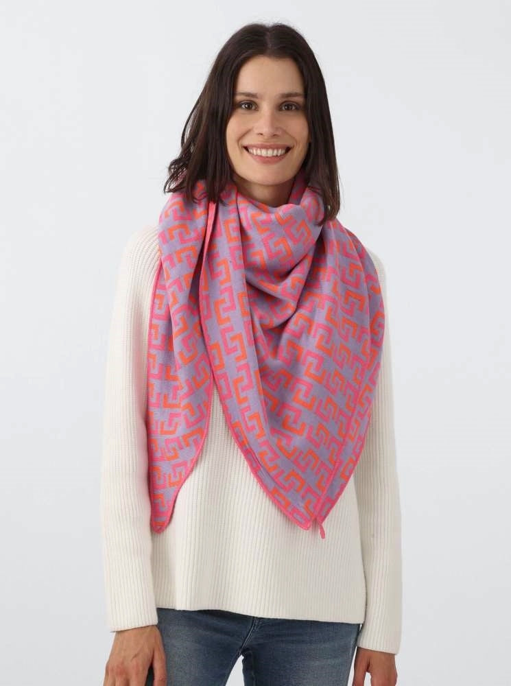 💕 Zwillingsherz Dreieckstuch "Stockholm City" Baumwolle Flieder Pink Orange