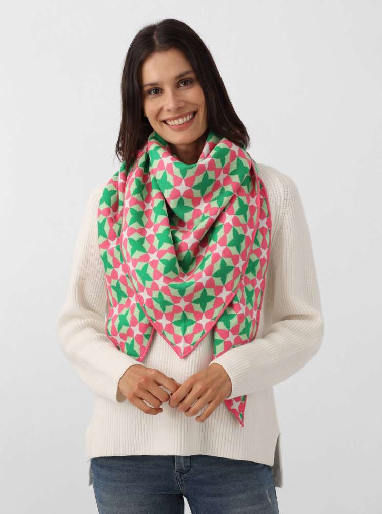 💕 Zwillingsherz Dreieckstuch "Hamburger Stern" Baumwolle Grün Pink