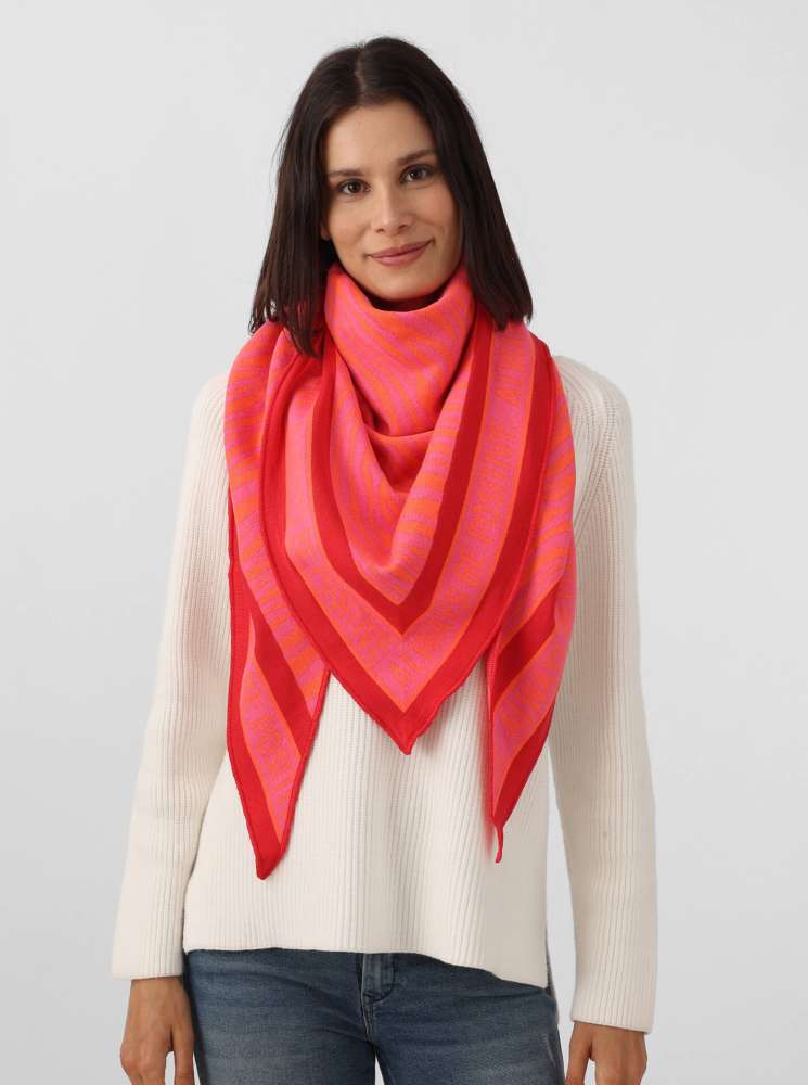 💕 Zwillingsherz Dreieckstuch "Positiv Zebra" Baumwolle Pink Orange Koralle