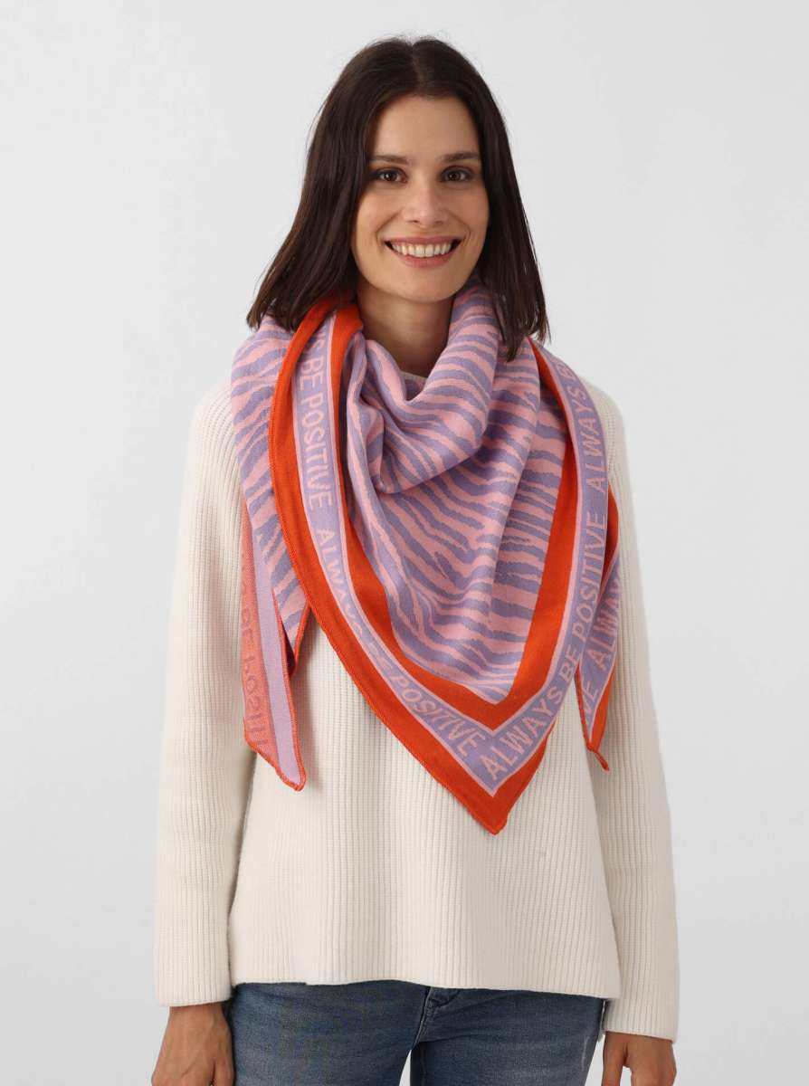 💕 Zwillingsherz Dreieckstuch "Positiv Zebra" Baumwolle Flieder Orange